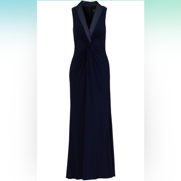 Adrianna Papell Women’s Jersey Tuxedo Gown - Navy, Size 6 - Picture 5 of 13